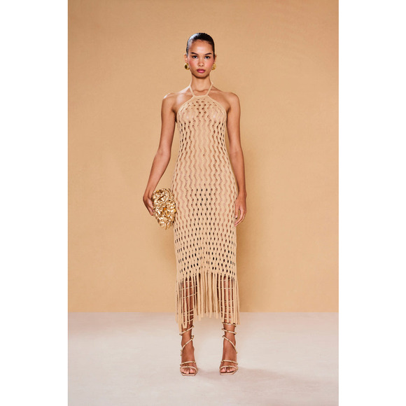cult gaia Other - Cult Gaia Rubi Knit Coverup Dress Light Camel Size L